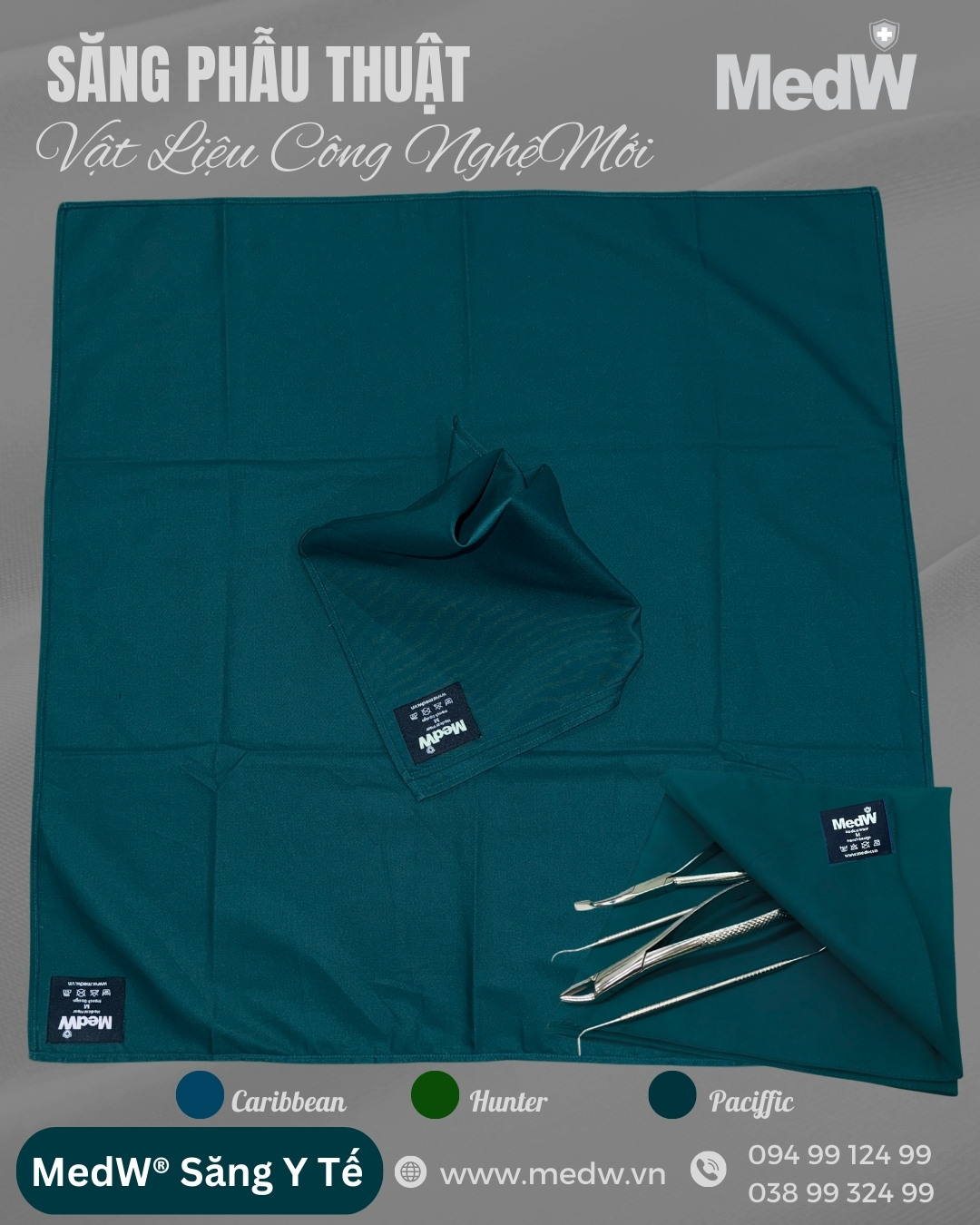 MedW Paciffic Surgical Drape Săng Phẫu Thuật Xanh Thái Bình Dương
